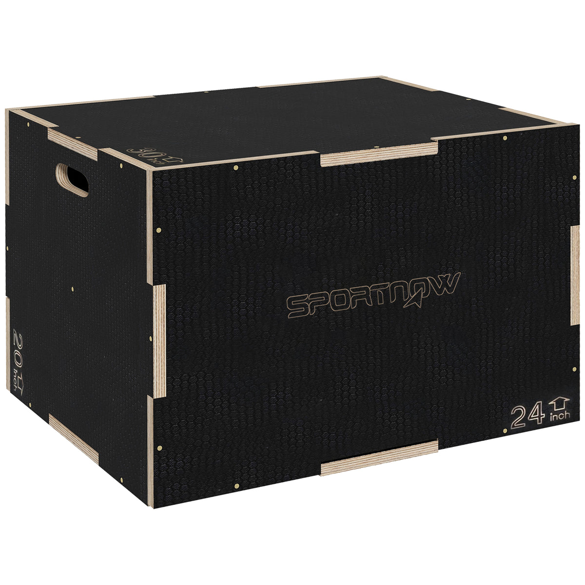 Multi-Faceted Jump Box, Wooden Step Up Box, for Home, Gym, Exercise, 41/51/61cm - Black