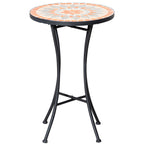Beistelltisch Gartentisch Ø35,5cm Rund wetterfest im Mesh-Stil Balkontisch mit Mosaik-Muster Metall Campingtisch Kaffeetisch für Wohnzimmer Büro Outdoor Indoor Gelb+Grau