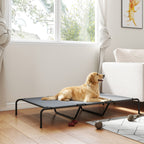 Hundeliege Outdoor, Erh?htes Hundebett f¨¹r gro?e Hunde, mit Waschbares Mesh Stahlrahmen, 152 x 94 x 23 cm, Grau