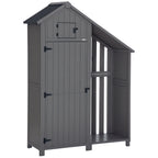  Garden Outdoor Storage Shed Outdoor Tool Shed with 3 Shelves and Tilt Roof, 129x51.5x180cm, Grey