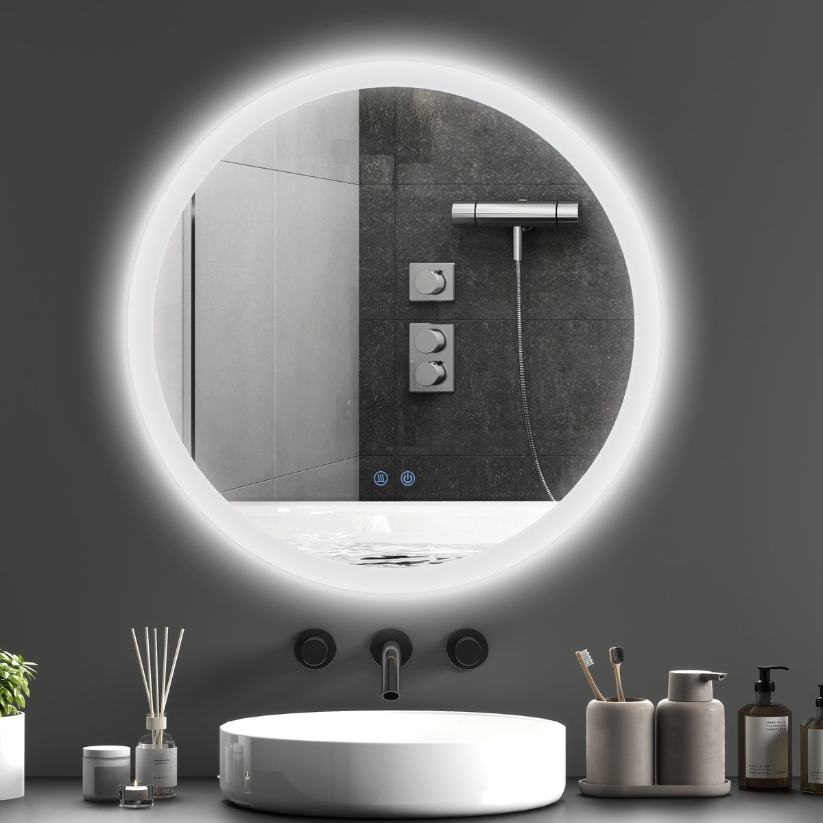 Badezimmerspiegel Badspiegel mit LED-Licht Berührungssensor Antibeschlagfunktion