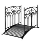 Gartenbrücke aus Metall 135,5 cm Teichbrücke mit Sicherheitsgeländern Antik-Optik Rostbeständig einfache Montage