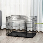 Hundekäfig, Transportkäfig, Drahtkäfig, herausnehmbare Bodenwanne, Schwarz