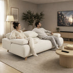 Schlafsofa mit verstellbarer Rückenlehne, Bettfunktion, verstecktem Stauraum und Cordbezug, Beige