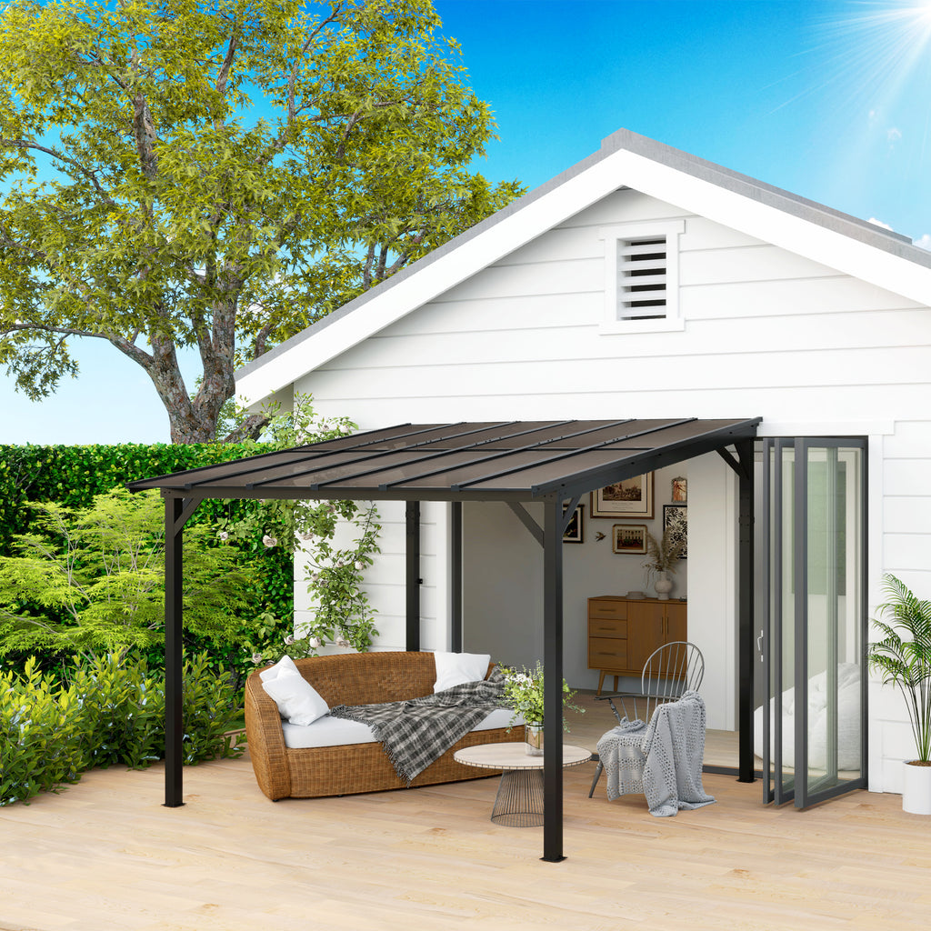 3 x 3 m Metallpergola, Gartenpergola mit wasserfestem Dach, freistehend, windfest, UV-beständig, Dunkelgrau