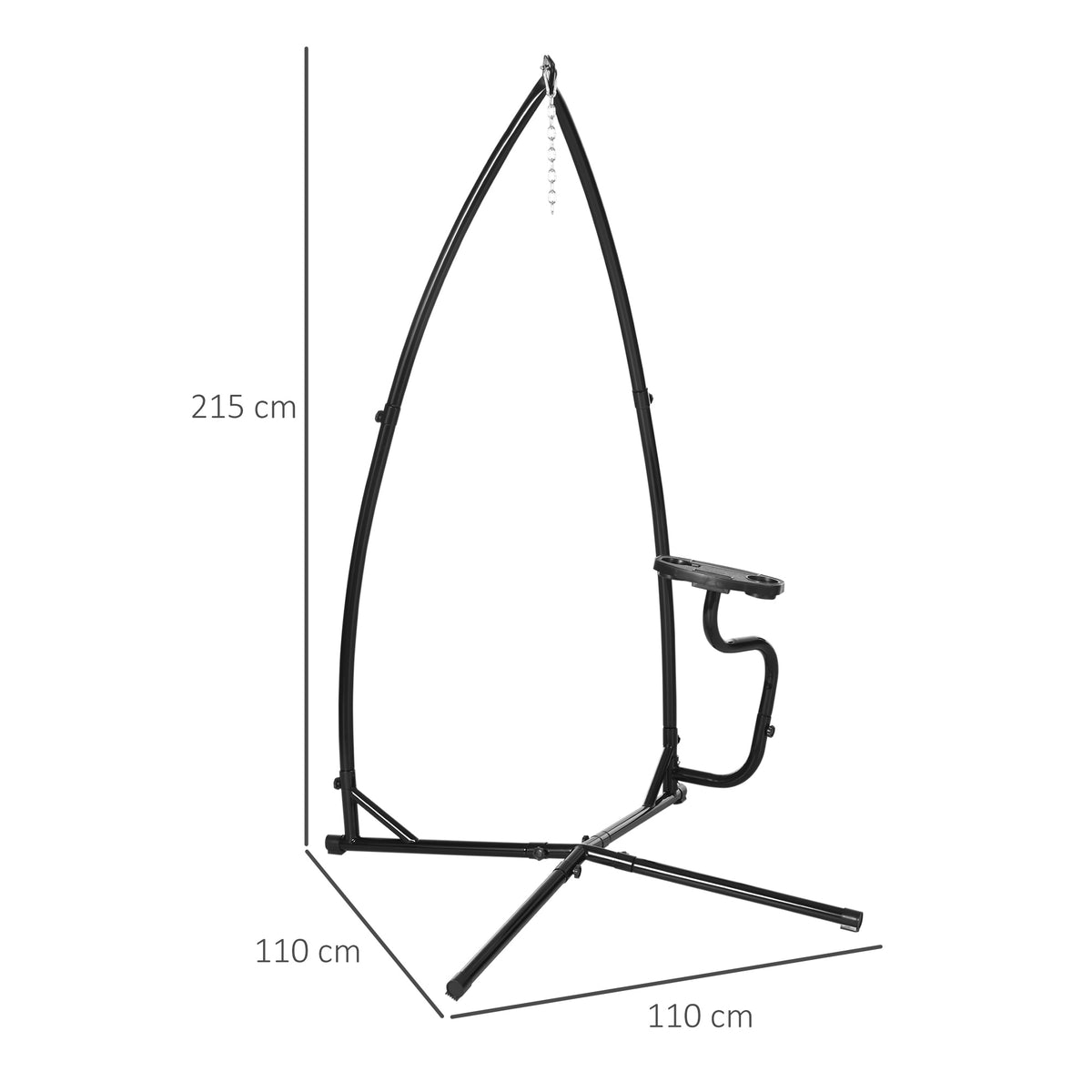 Gestell für Hängesessel in X-Form Metall Ständer mit Federhaken Tablett Sockel bis 120kg Schwarz