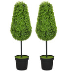 2er Set K¨¹nstliche Buchsbaum 90cm Kunstpflanze in Tr?nenform, Plastik K¨¹nstliche Pflanzen im Topf Moderne Dekoration