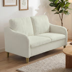 Sofa 2 Sitzer kleine Couch mit Sherpa-Fleece-Optik 137 cm f¨¹r Wohnzimmer Cremewei?