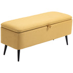 Sitzbank, Sitztruhe, Polsterbank, Leinenoptik, bis 150kg, 101x38,5x44,5 cm, Gelb