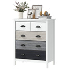 Sideboard, Kommode, 5 Schubladen, lackierte Oberfl?che, MDF & Kiefernholz, 70 x 38 x 85 cm, Wei?