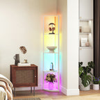 LED Stehlampe 5-stufige dimmbar Stehleuchte mit Regal, RGB Farbwechsel, Fernbedienung