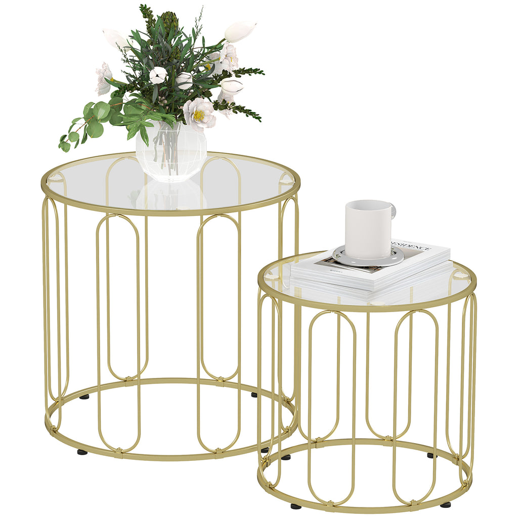 Elliptical Cut-Out Nesting Tables - Gold-Tone