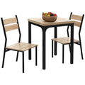 Three-Piece Minimal and Compact Dining Set, Light Wood Grain