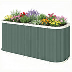 Hochbeet Metall 136 x 53 x 61 cm Tief Gartenbeet mit Schutzkanten Pflanzenetiketten Handschuhe Offenem Boden