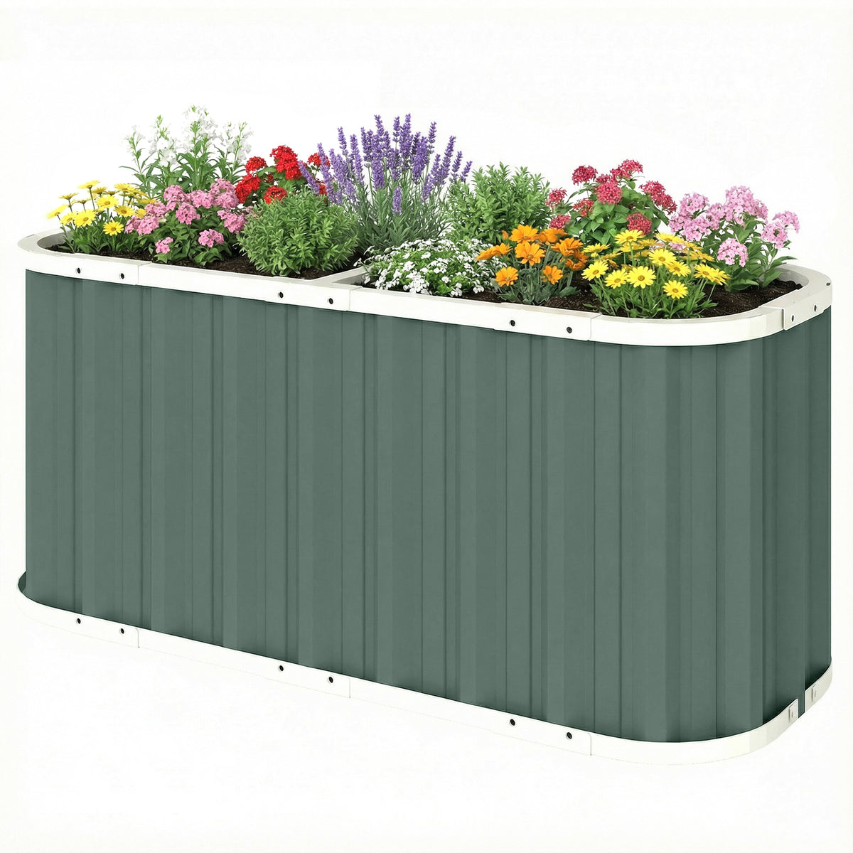 Hochbeet Metall 136 x 53 x 61 cm Tief Gartenbeet mit Schutzkanten Pflanzenetiketten Handschuhe Offenem Boden