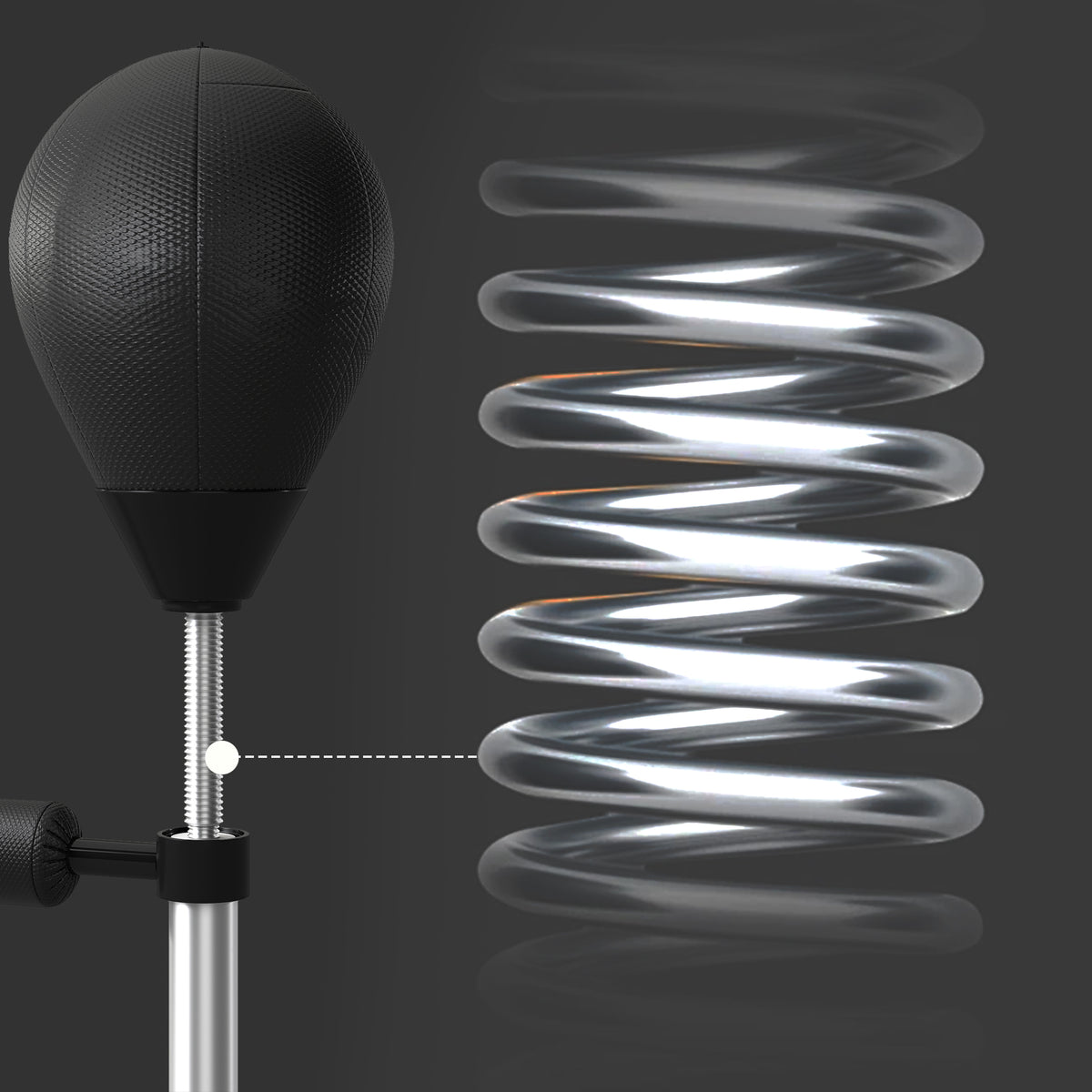 Punchingball mit Reflexstange, höhenverstellbar 160-205 cm, befüllbare Basis, inkl. Luftpumpe, Schwarz