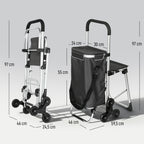 3-in-1 Einkaufstrolley Klappbar mit Sitz 40L Kapazität Duneklgrau