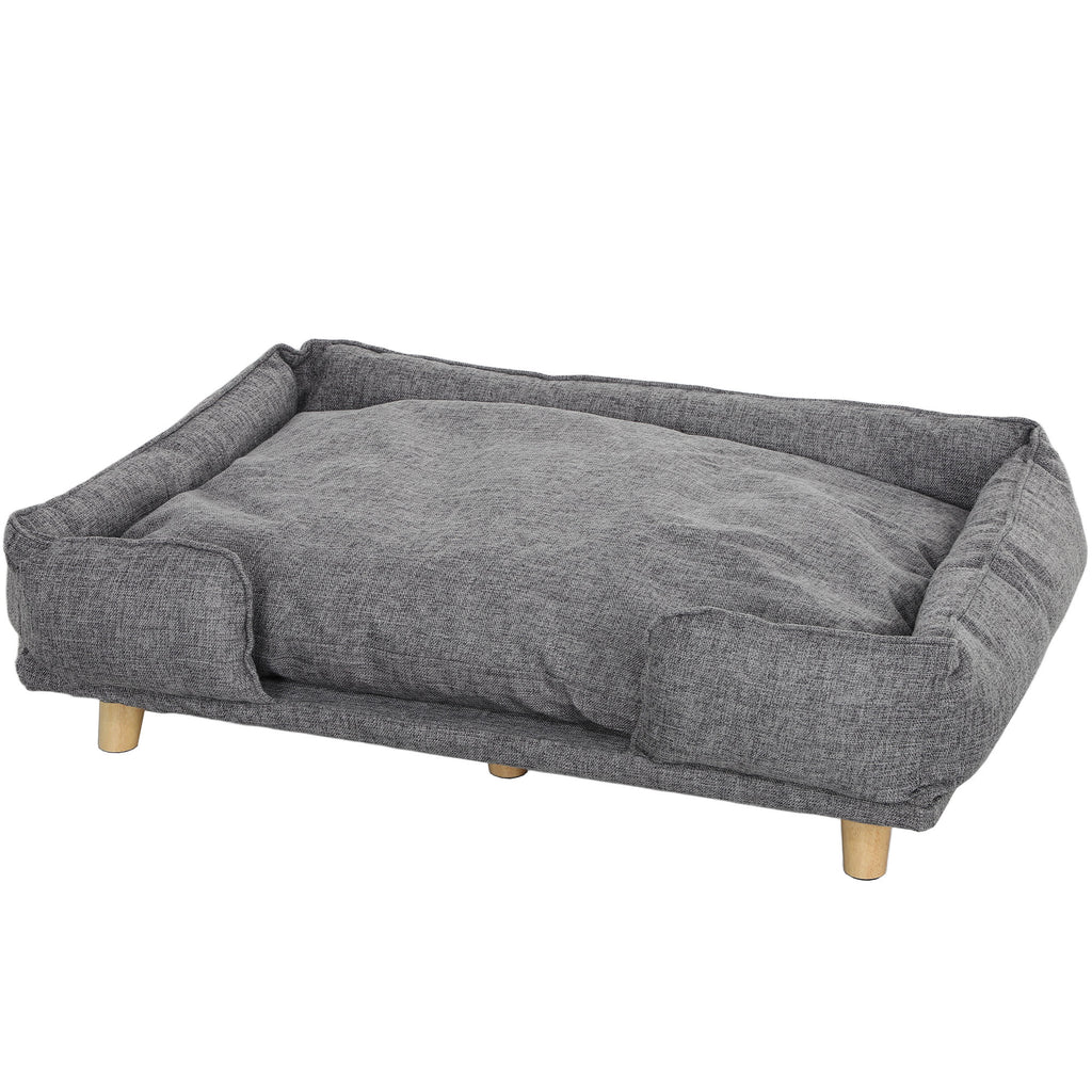 Hundesofa, Haustiersofa, Haustierbett, abnehmbares u. waschbares Polster, Natur+ Dunkelgrau