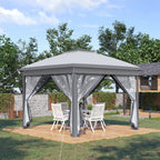 3.3 x 3.3m Pop Up Gazebo, Double Roof Foldable Canopy Tent with Zipped Mesh Sidewalls, Height Adjustable and Carrying Bag, Event Tent for Patio Garden, Grey