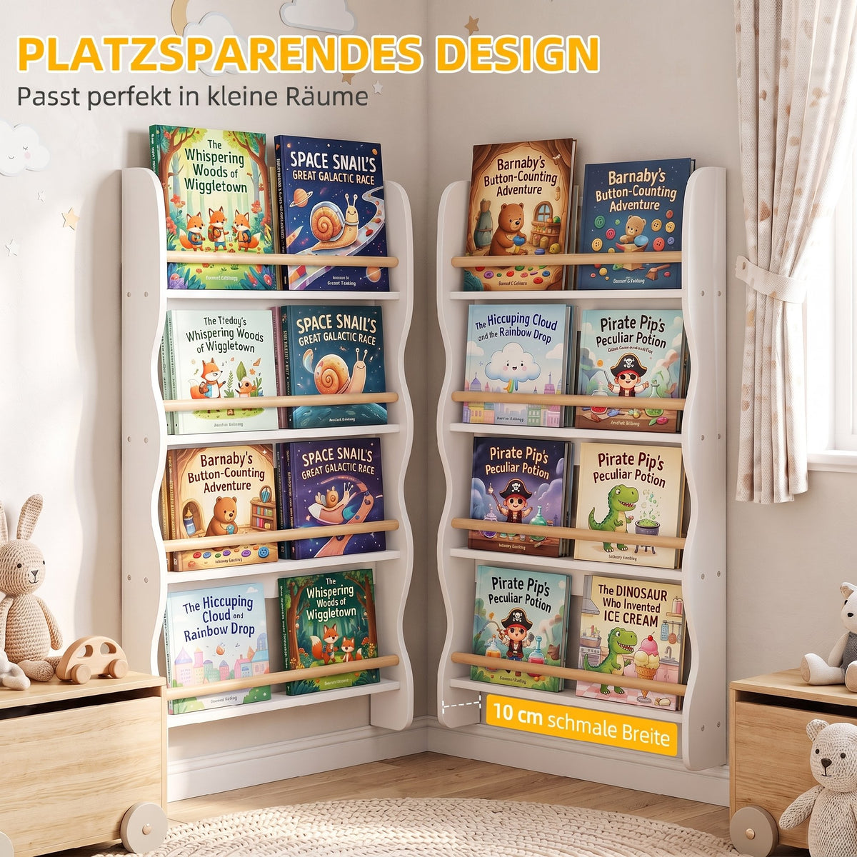 Bücherregal Kinder Wandregal mit Kippschutz 60 x 10 x 98 cm Weiß
