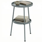 Beistelltisch Ø36 cm, Balkontisch aus Metall Esstisch Outdoor, rund Terrassentisch für Garten Terrasse Balkon Dunkelgrau