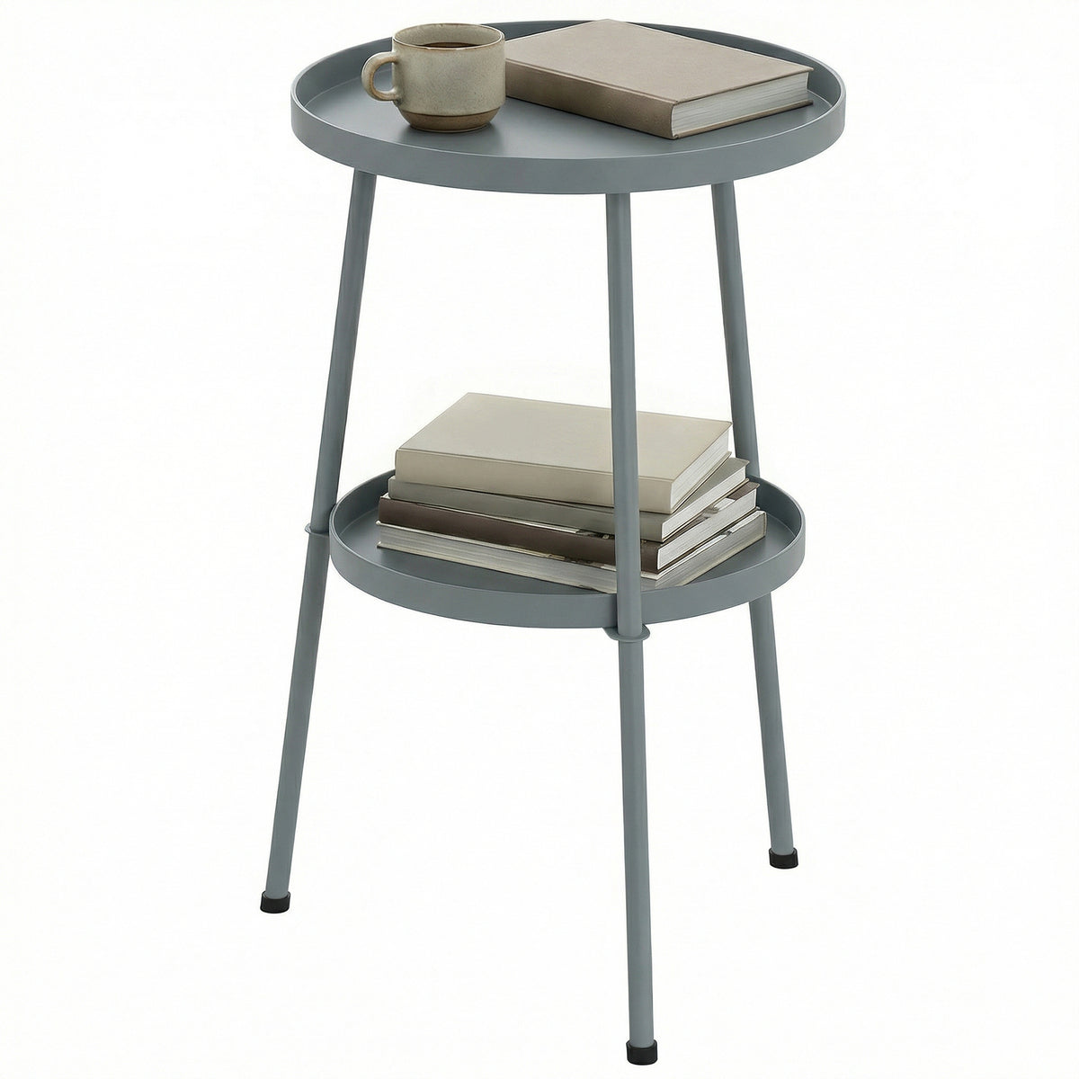 Beistelltisch Ø36 cm, Balkontisch aus Metall Esstisch Outdoor, rund Terrassentisch für Garten Terrasse Balkon Dunkelgrau
