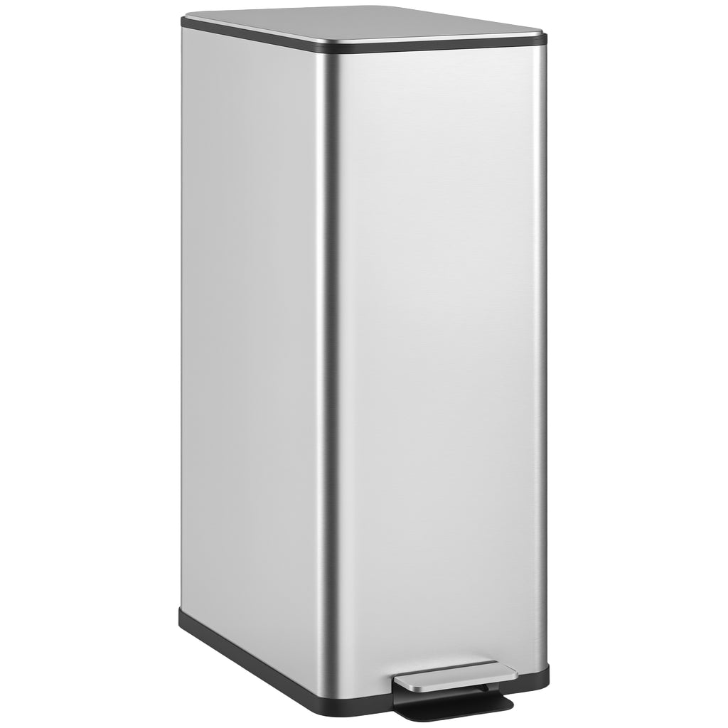 M¨¹lleimer 20L, Soft-Close-Deckel, Deodorant-Fach, Fingerabdrucksicher, Edelstahl, Silber