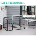 Heavy Duty Dog Pet Puppy Metal Playpen Play Pen Rabbit Pig Hutch Run Enclosure Foldable Black Large, 125 x 80 x 70 cm