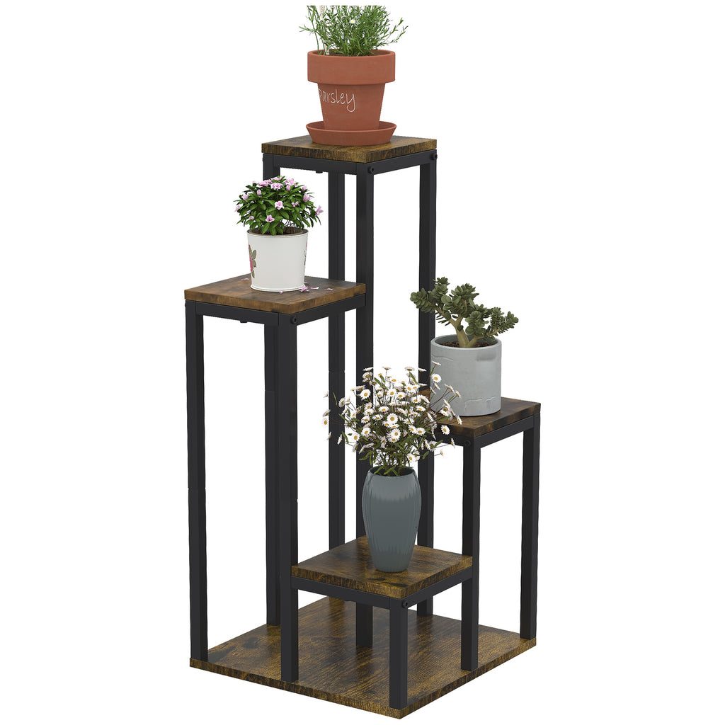 Blumenst?nder mit 4 Ebenen, 40 cm x 40 cm x 81 cm, Braun