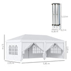 Faltpavillon 6 x 3 m, abnehmbare Seitenw?nde, gro?e Fenster, Rei?verschlusst¨¹ren, Stahlrahmen, Wei?