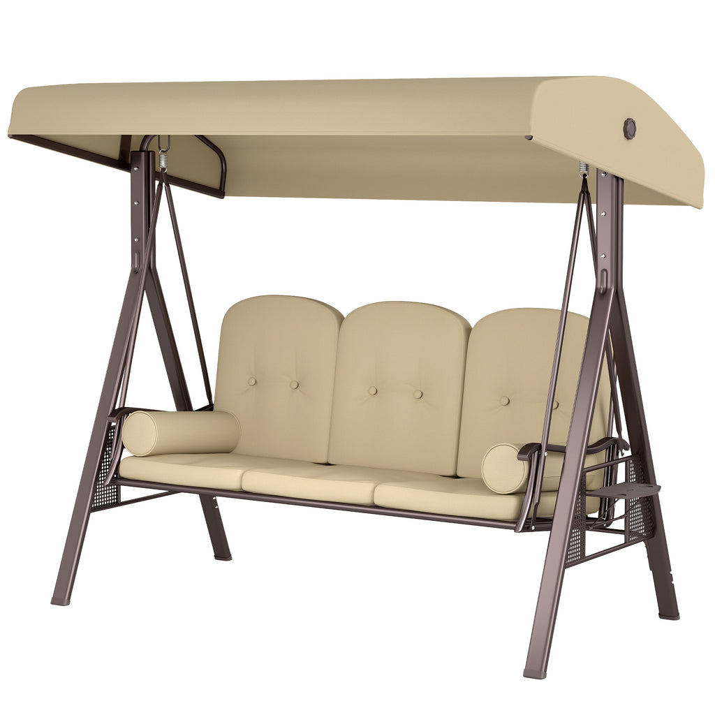 Three-Seater Garden Swing Chair - Brown