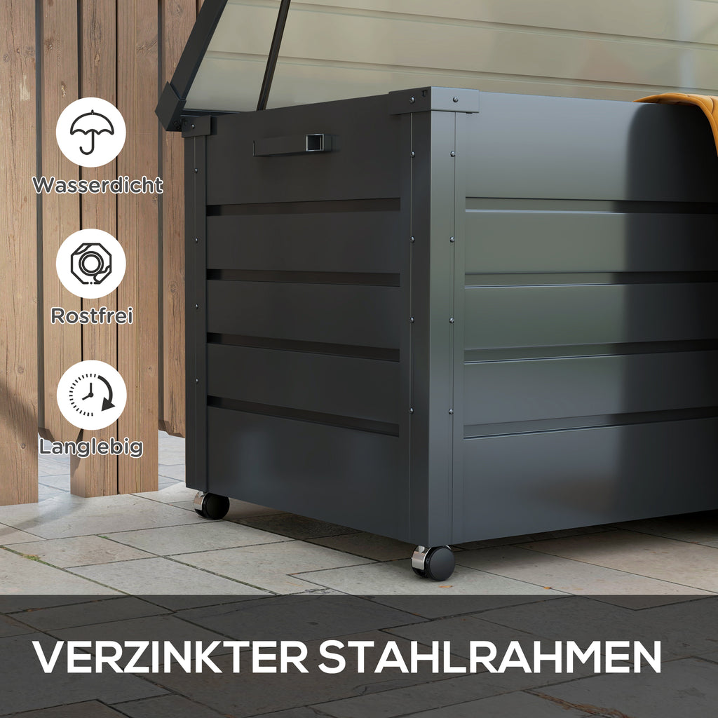 Gartenbox Metall 311 Liter mit Griffen 120 x 62cm Dunkelgrau