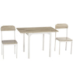 2-teilige Sitzgruppe, Klappbarer Esstisch mit 2 Stühlen, Klapptisch, 110 cm x 70 cm x 75 cm, Weiß + Natur