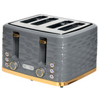 Toaster für 4 Scheiben mit 7 Bräunungsstufen, High-Lift, Aufwärm-/Auftau-/Abbruchs-Funktion, Graue Wellenoptik