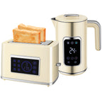 Wasserkocher und Toaster-Set mit LED-Touchscreen, 1,7 L, 2 Toasterschlitze, verschiedene Modi und Funktionen, Cremewei?