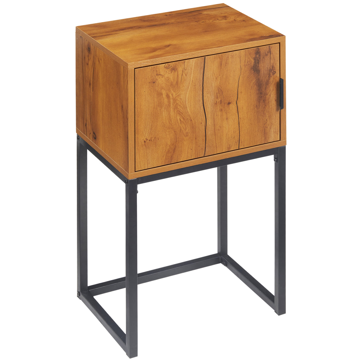 Konsolentisch im Industiriedesign, Beistelltisch, Sideboard, 1 Schrank, Naturholz + Schwarz