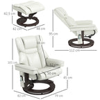 Relaxsessel mit Massagefunktion und Fu?hocker, Liegesessel, Kunstleder, 79 x 82 x 101 cm, Cremewei?
