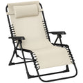 Sonnenliege klappbar Gartenliege mit Kopfkissen, 5-Fach verstellbare R¨¹ckenlehne bis 120 kg belastbar Beige