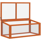 Frühbeet Holz und Polycarbonat Treibhaus 90 x 46 x 40 cm Gewächshaus mit Abdeckung wetterfest Frühbeetkasten für Garten Pflanzenbeet Orange