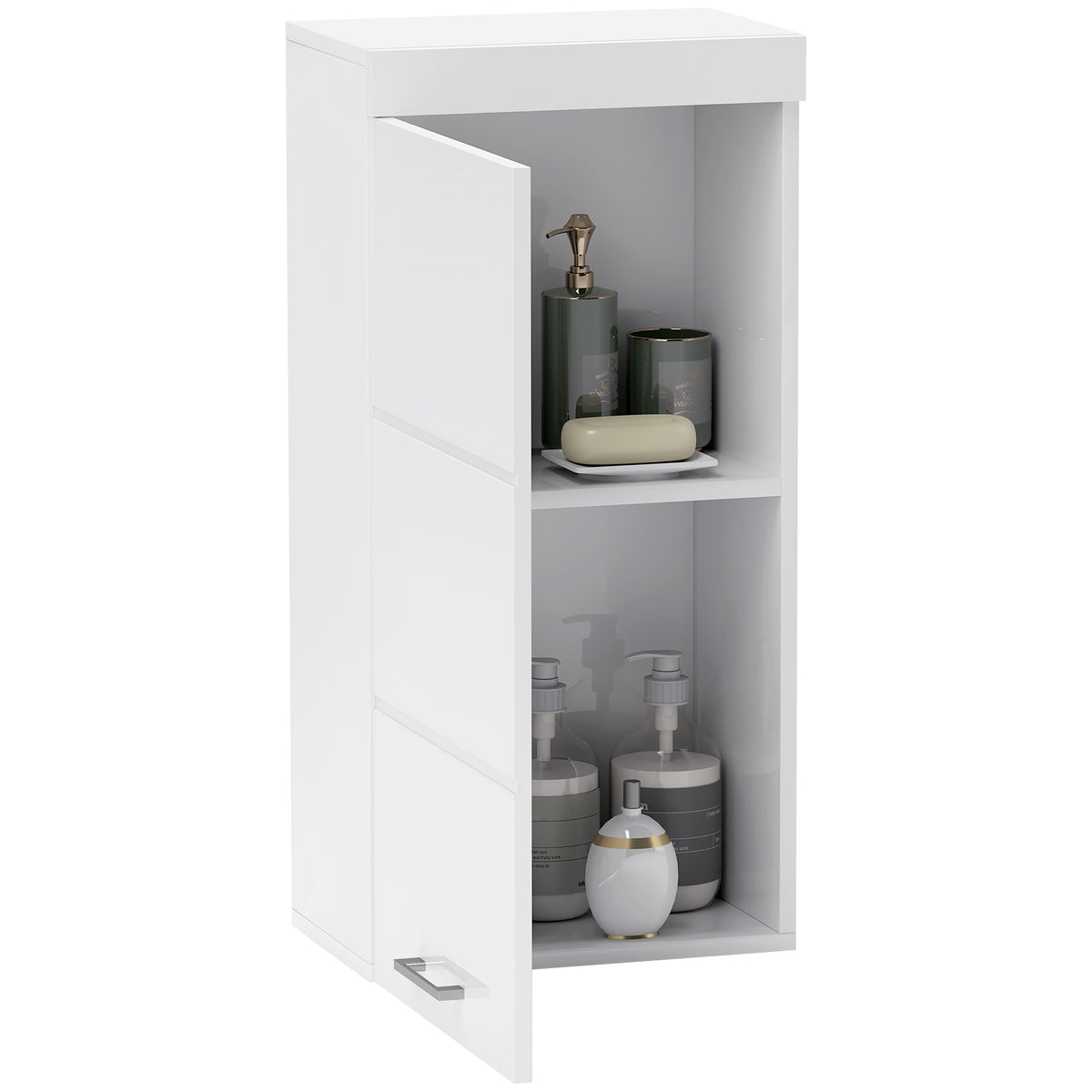 Zweistufiger Badezimmerschrank, Badkommode, wandmontiert, Spanplatte, MDF, Wei?