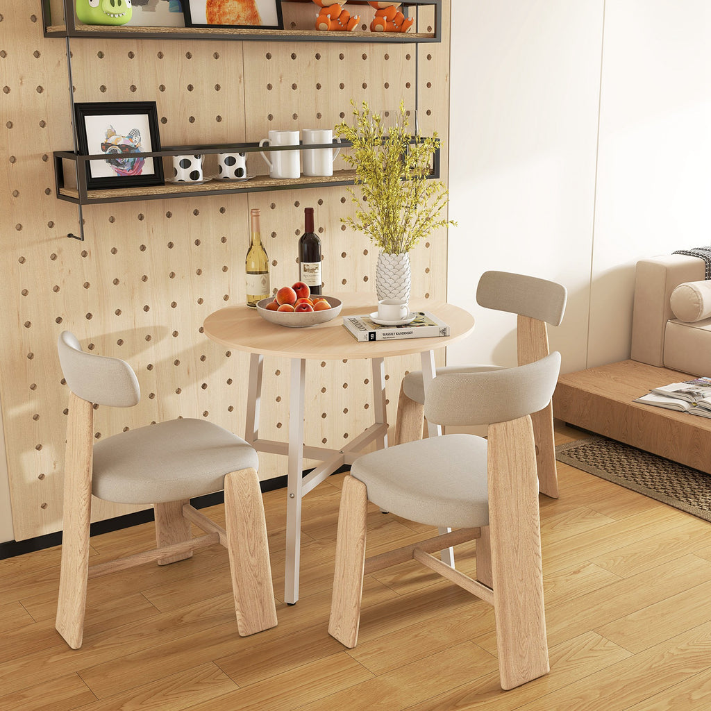 Esstisch, industrieller Stil, abgerundetes Design, stabil bis 60 kg, Ø80 x 76H cm, Naturholz/Weiß