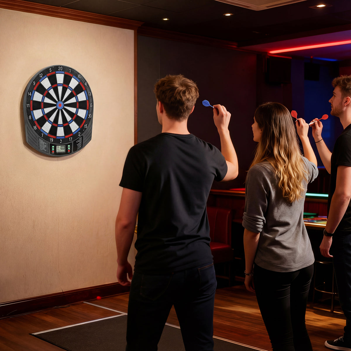 Elektronisches Dartboard für 1-8 Spieler, LCD-Display, 6 Dartsets, Bunt