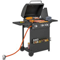 Gasgrill 9,5 KW Grillwagen inkl 4 Brenner Seitenkocher Rolle 123 x 57 x 98 cm Schwarz