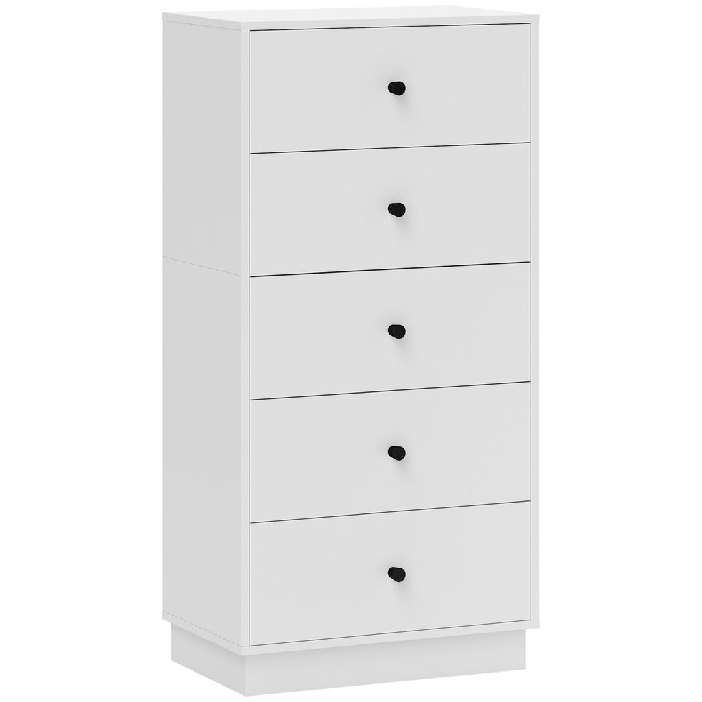 Kommode Sideboard mit 5 Schubladen Schrank aus Holzwerkstoff im Modern Stil 47 x 29 x 95 cm Wei?