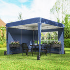 Pavillon 3 x3 m Wasserdicht höhenverstellbar Pop-up Faltpavillon mit 2 Seitenteilen, UV 50+ Faltbar Dunkelblau