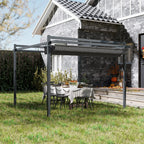 Pergola Pavillon ca. 3,5x3m Aluminium Stabil winterfest Sonnenschutz mit verstellbares Schiebedach Grau