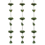 3er Set Regenkette 123cm Regenablaufkette aus Metall Ablaufkette mit befestigtem Aufh?nger V?geln Bell Gr¨¹n