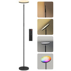 RGB Uplighter Stehlampe, dimmbare Lampe mit Fernbedienung & Touch-Steuerung, 350° drehbarer Kopf, Schwarz