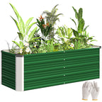 Metall-Hochbeet, 2 separate Pflanzbereiche, offener Boden, einfacher Aufbau, 125 x 47 x 44cm, Gr¨¹n
