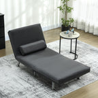 Klappsessel mit Bettfunktion, klappbarer Relaxsessel in Samtoptik, Verstellbare R¨¹ckenlehne, 75 x 70 x 75 cm, Dunkelgrau